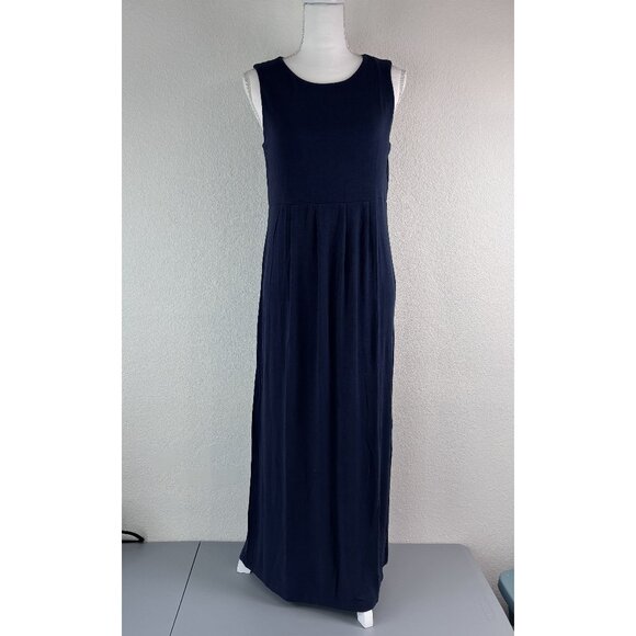 J. Jill women's small navy jersey knit‎ pleated maxi dress casual flowy stretch - Picture 1 of 7